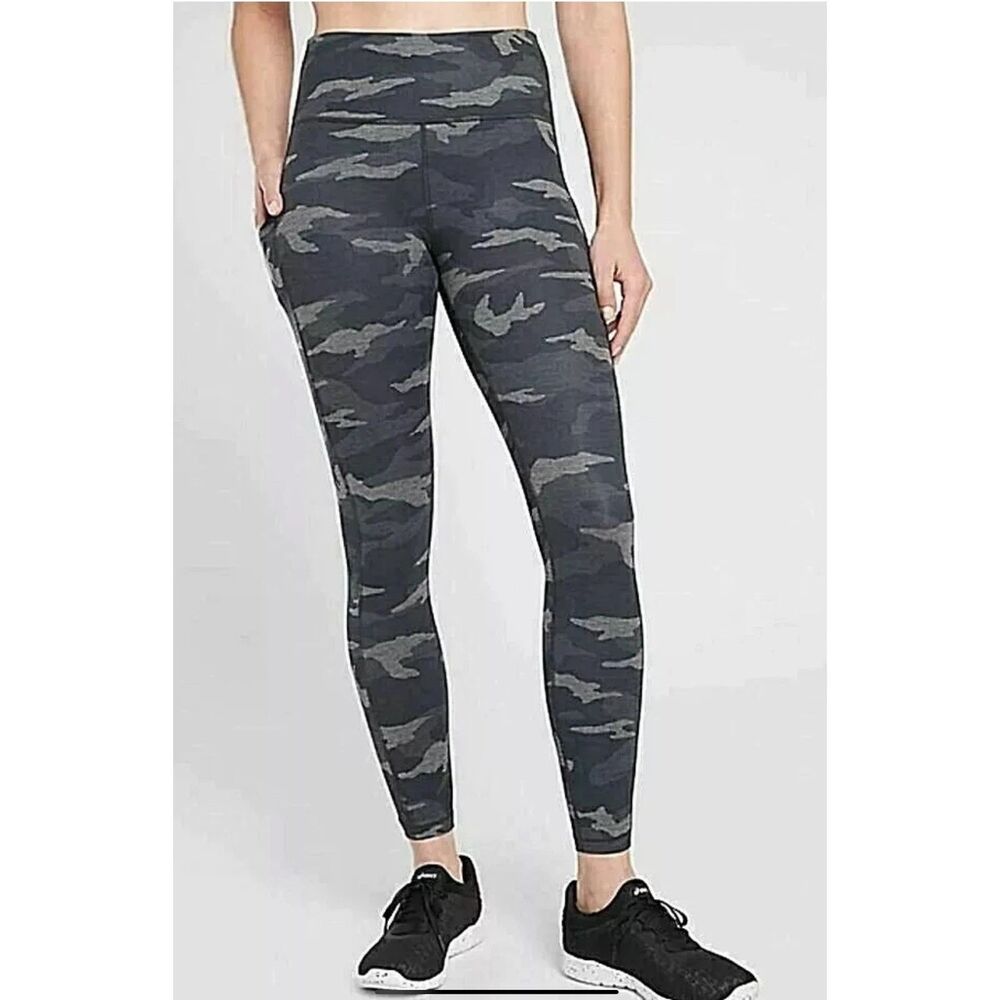 Athleta Ultimate Stash Pocket Camo 7/8 Tight Heather Gray  NEW  Large 531773